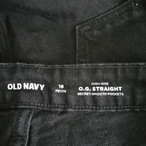 Old Navy Womens Black High Rise O.G. Straight Secret Smooth Pocket Jeans Sz 16P - Picture 5 of 9